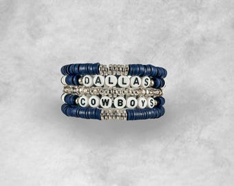 Cowboys Bracelet Stack | Dallas Bracelet Stack | Custom | Heishi Bead Bracelets | Friendship Bracelet Stack