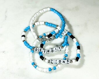 Detroit Bracelets | Lions Bracelets | Seed Bead Bracelet Stack | Stack Bracelets | Friendship Bracelets | Custom