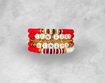 San Fransisco Bracelet Stack | Forty Niners Bracelet Stack | Custom | Heishi Bead Bracelets | Friendship Bracelet Stack