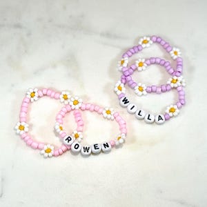 Little Girl Bracelets | Daisy Bracelets | Name Bracelets | Flower Bead Bracelets