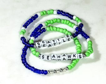 Seattle Bracelets | Seahawks Bracelets | Seed Bead Bracelet Stack | Stack Bracelets | Friendship Bracelets | Custom