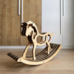 Horse Rocker – Wooden Rocking Horse Toy, Montessori Ride On, Handmade Baby Gift for 1st & 2nd Birthday, Toddler Rocker Chair