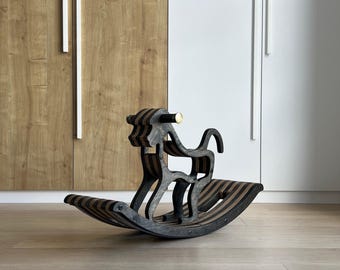 Handmade Wooden Monkey Rocker – Montessori Ride-On Toy for Toddlers, Safari Kids Room Decor