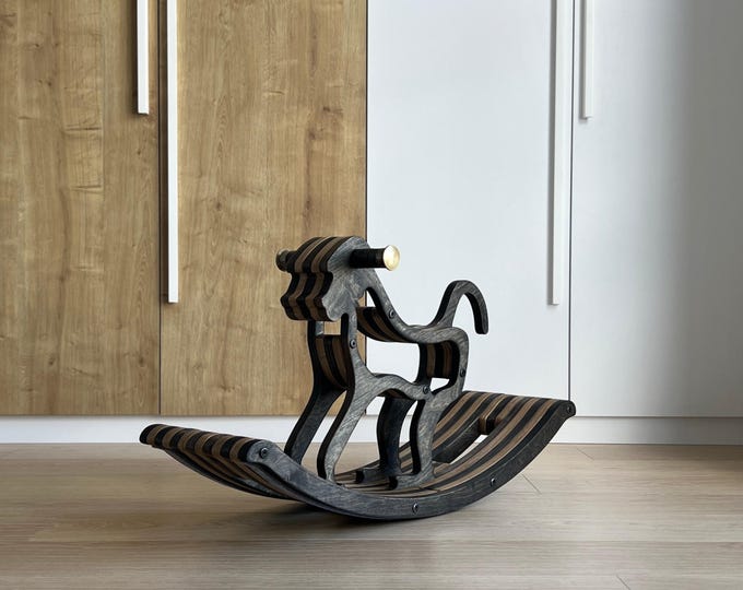 Handmade Wooden Monkey Rocker – Montessori Ride-On Toy for Toddlers, Safari Kids Room Decor