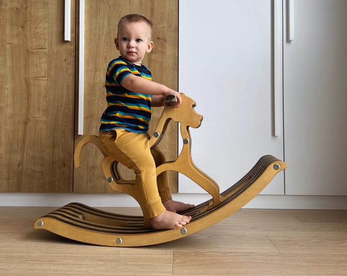 Wooden Rocking Monkey – First Birthday Gift, Baptism or Naming Ceremony Keepsake, Handmade Christening Present