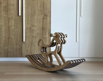 Wooden monkey rocker for toddlers, Montessori ride-on toy, indoor outdoor play, kids room decor