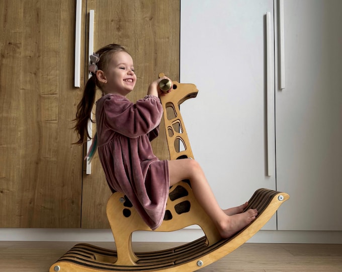 Wooden Giraffe Rocking Toy – Handmade Wooden Toy for Kids, 1st & 2nd  Birthday Gift, Educational Baby Shower Gift, Baby Girl and Boy Present