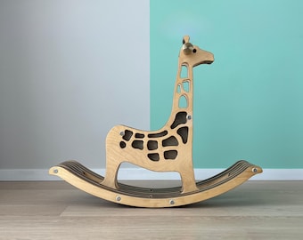 Traditional Wooden Giraffe Rocking Horse – Christmas & New Year Gift for Children | Heirloom Holiday Keepsake