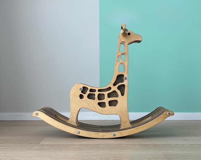 Traditional Wooden Giraffe Rocking Horse – Christmas & New Year Gift for Children | Heirloom Holiday Keepsake