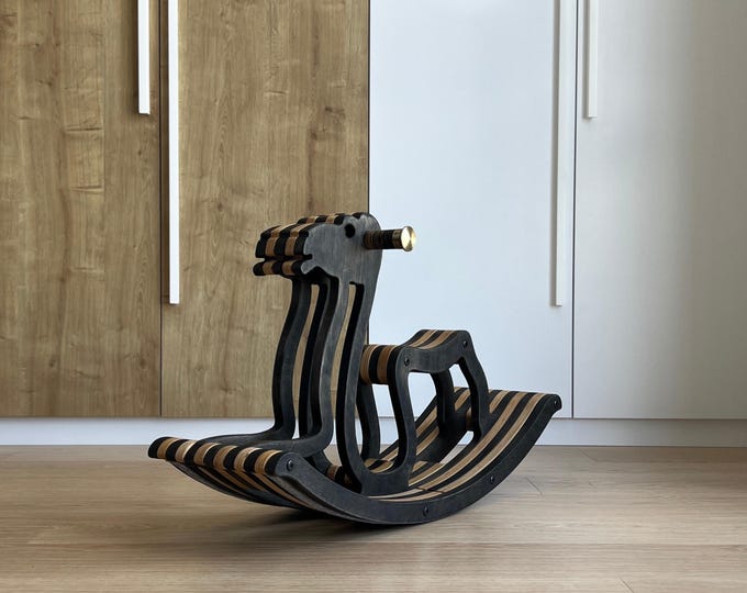 Handmade Wooden Camel Rocker – Montessori Ride-On Toy for Toddlers, Bohemian Kids Room Decor