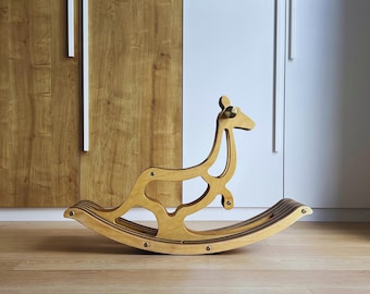 Handcrafted Toddler Kangaroo Rocking Toy – Wooden Montessori Rocker for Indoor & Outdoor Play