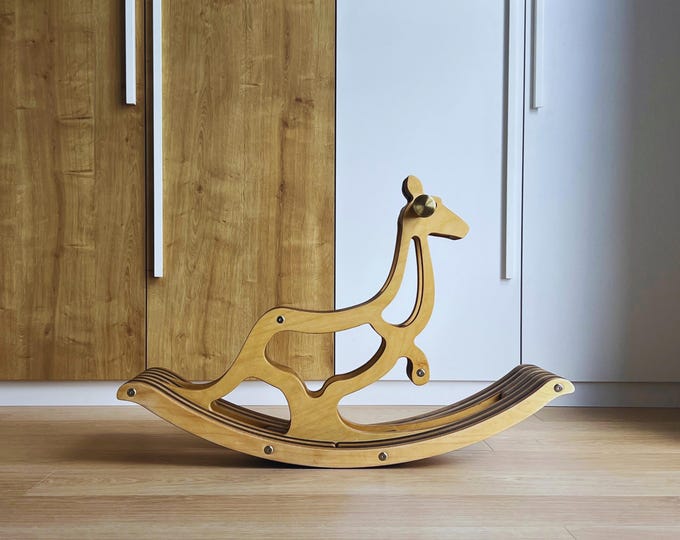 Handcrafted Toddler Kangaroo Rocking Toy – Wooden Montessori Rocker for Indoor & Outdoor Play