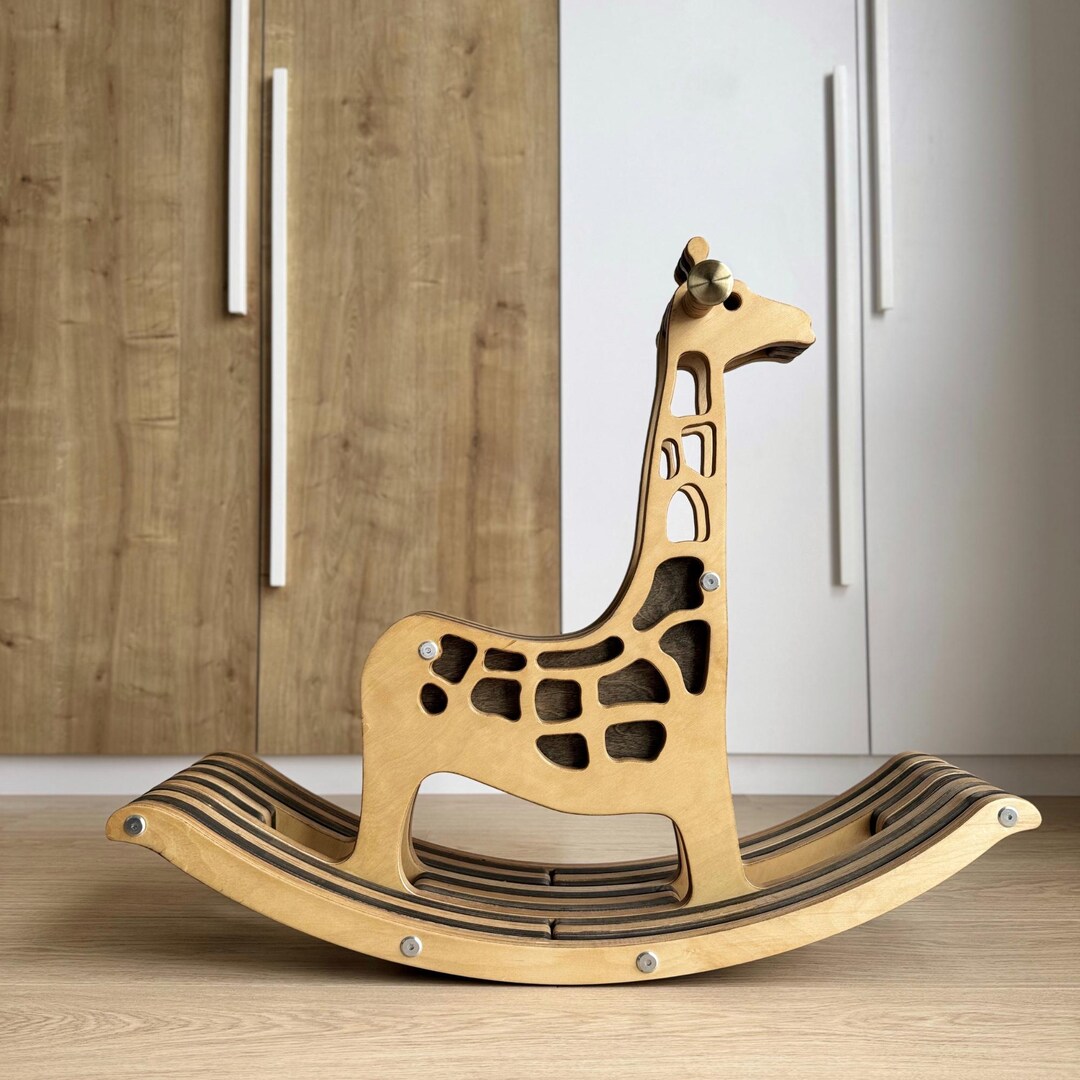 Giraffe Rocker – Handmade Wooden Ride on Toy, Montessori Rocking ...