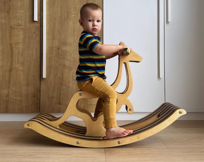 Wooden Rocking Kangaroo – First Birthday Gift and Baptism Keepsake, Handmade Christening Present