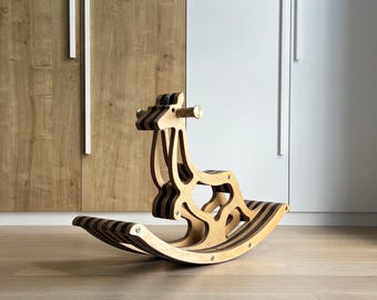 Handmade Wooden Kangaroo Rocker – Montessori Ride-On Toy for Toddlers, Outback Kids Room Decor