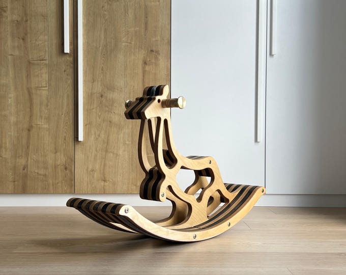 Handmade Wooden Kangaroo Rocker – Montessori Ride-On Toy for Toddlers, Outback Kids Room Decor