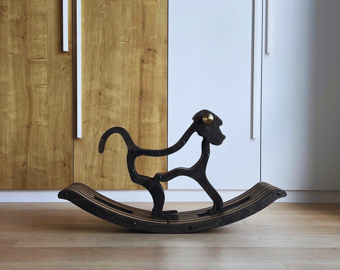 Handcrafted Monkey Rocking Toy for Toddlers – Wooden Montessori Rocker for Indoor & Outdoor Play
