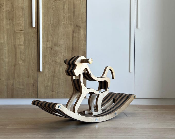 Handmade Wooden Monkey Rocker – Montessori Ride-On Toy for Toddlers, Jungle Kids Room Decor