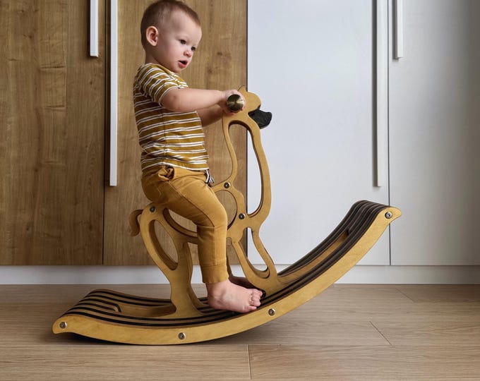 Wooden Rocking Alpaca – First Birthday Gift and Baptism Keepsake, Handmade Christening Present