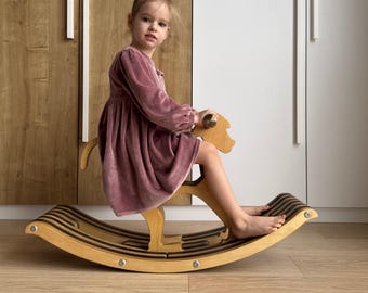 Artisan Monkey Rocking Horse – Third Birthday Gift, Heirloom Wooden Rocker, Tropical Nursery Decor