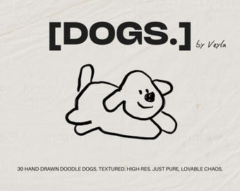 Hand Drawn Dog Clipart: Doodle Line Art Graphics (PNG JPG Digital Download