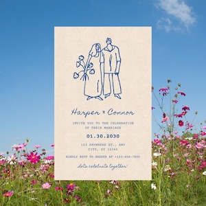 Bride and Groom SVG PNG | Hand Drawn Wedding Line Art | Doodle Couple Illustration | Minimal Wedding Clipart for Shirts & Invitations