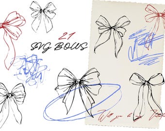 Big Bow SVG Bundle, Coquette Bow SVG Set, Heart Bow PNG Clipart, Felt Bow Digital Files, Simple Bow Outline svg, Croquette Vintage Bow Art
