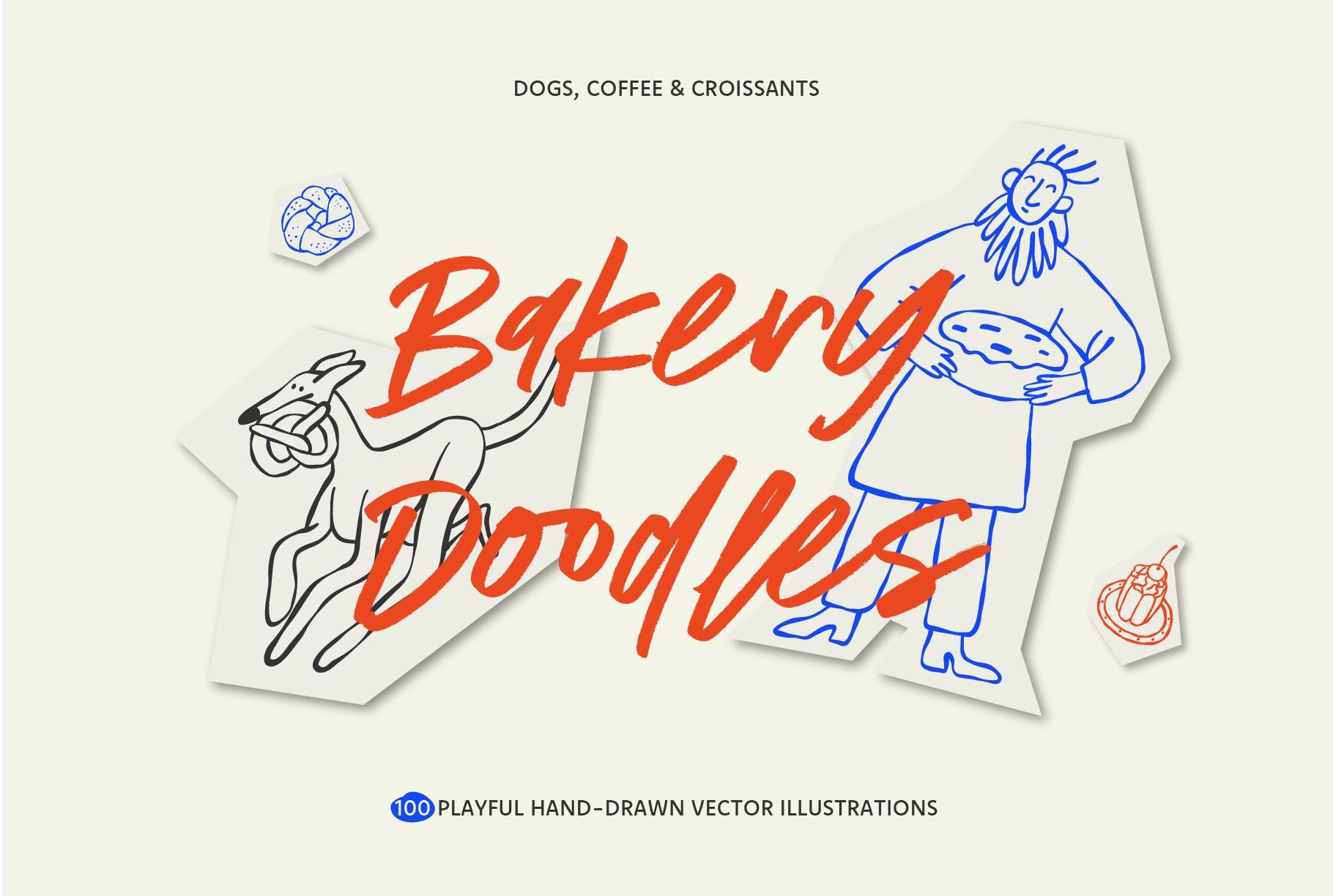 100 Bakery Doodles PNG SVG | Hand Drawn Coffee Clipart | Pastries, Baristas, Café Line Art for Menus, Branding, Stickers, Cricut & Canva