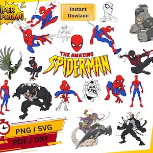 SpiderMan cliparts bundle, Spiderman SVG,PNG cut files for Cricut / Silhouette PDF