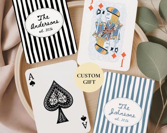 Personalized Family Name Playing Cards, Custom Last Name And Est Year Wedding Favor Decks, Wedding Gift For Couple, Anniversary Poker Cards