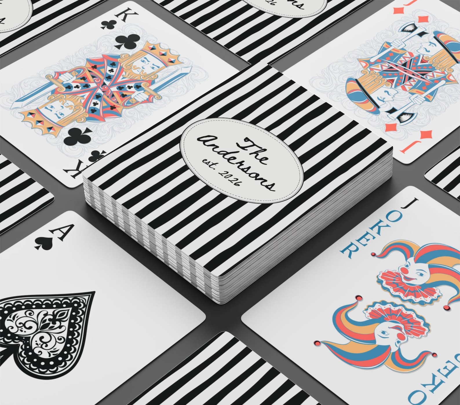 Personalized Name Playing Cards, Black: "The Bujaks"