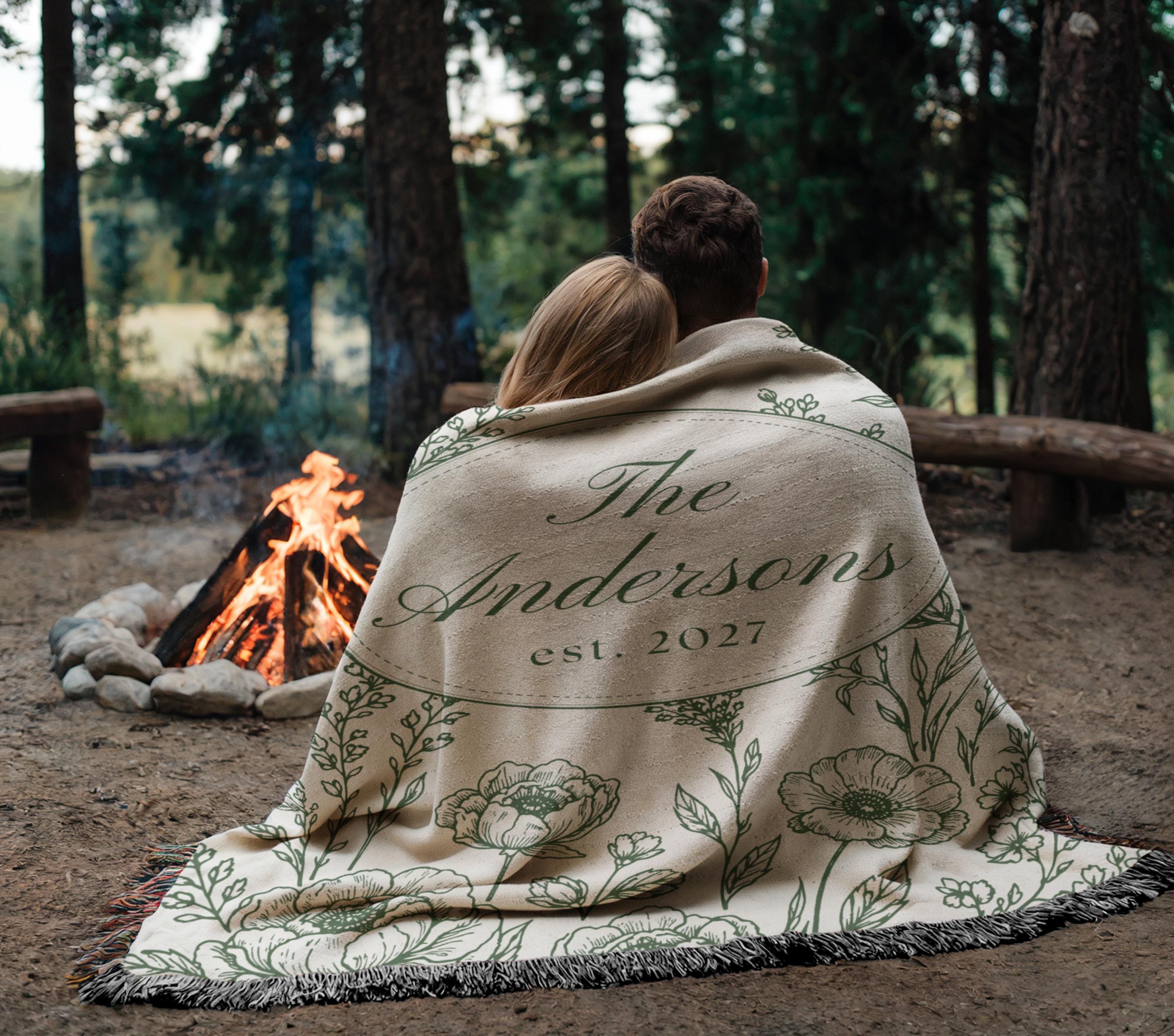 Personalized Woven Throw Blanket, Cotton Anniversary Gift for Couple ...