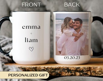 Personalized Photo Mug With Text, Custom Coffee Cup With Picture, Anniversary Gift, Photo Printed Mug For Mom Dad,Personalized Christmas Cup