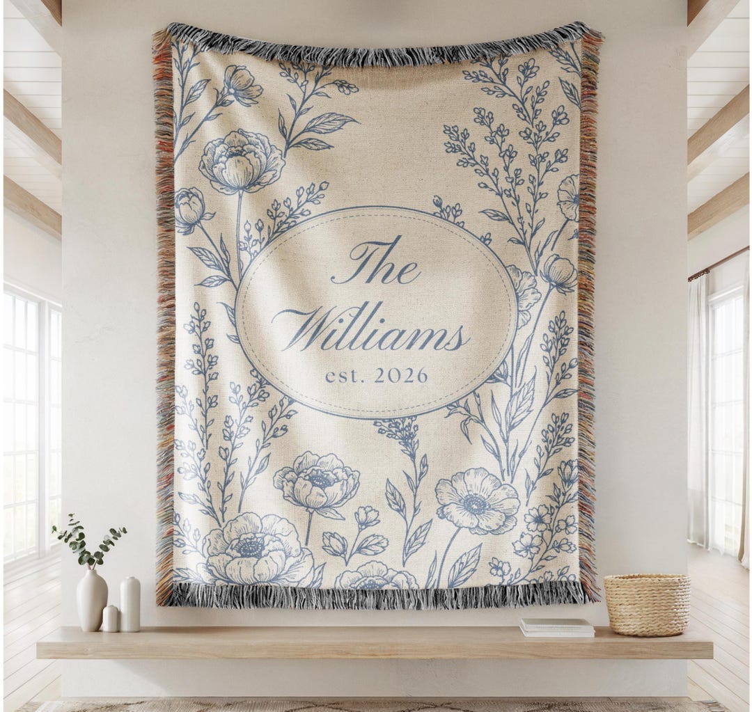 Personalized Woven Throw Blanket, Cotton Anniversary Gift for Couple ...
