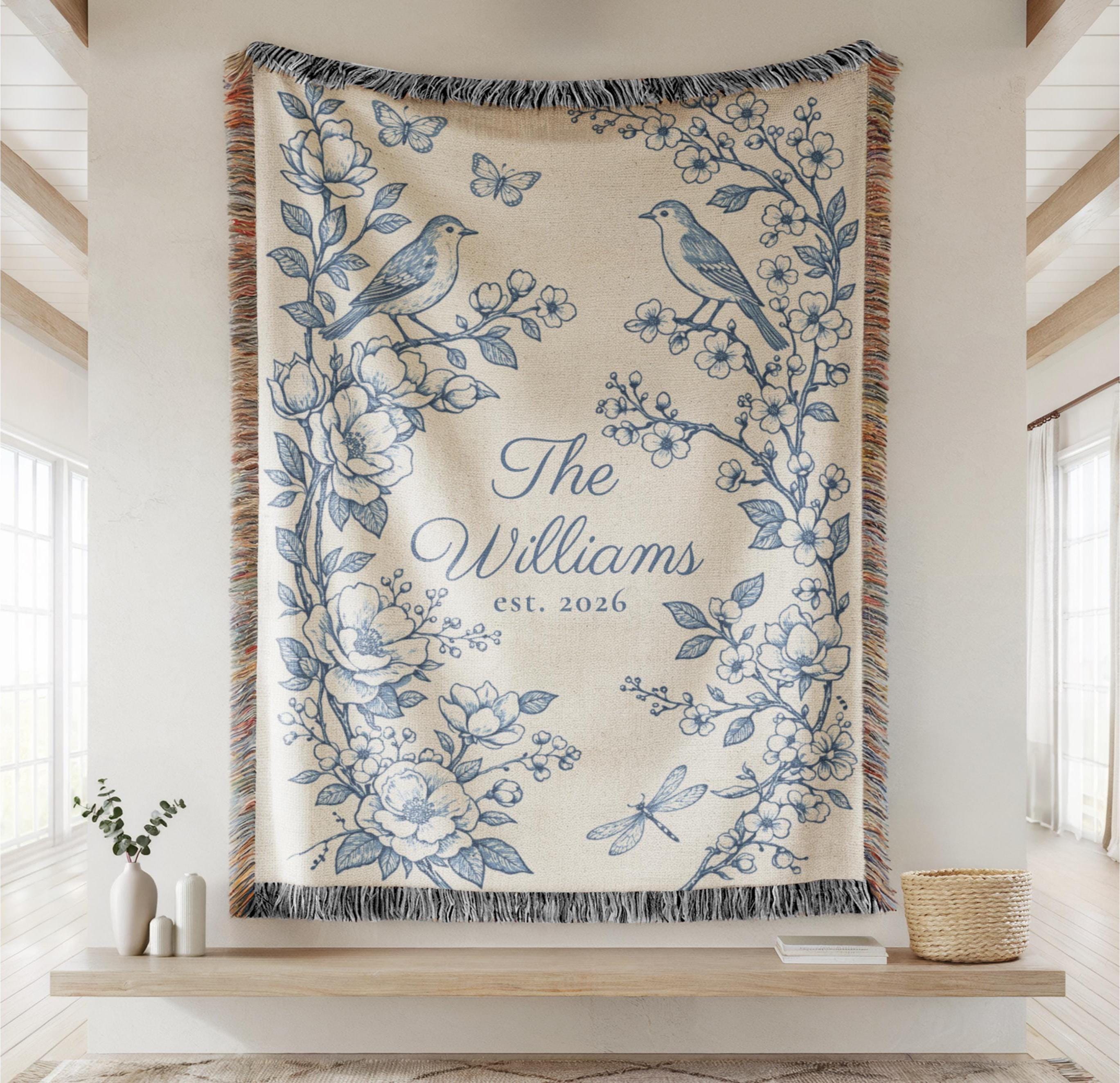 Personalized Woven Throw Blanket, Cotton Anniversary Gift for Couple ...