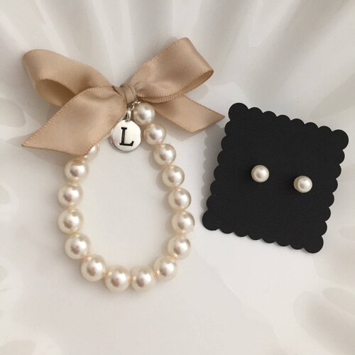 Girls Initial Charm Bracelet Personalized Gift Flower Girl Etsy