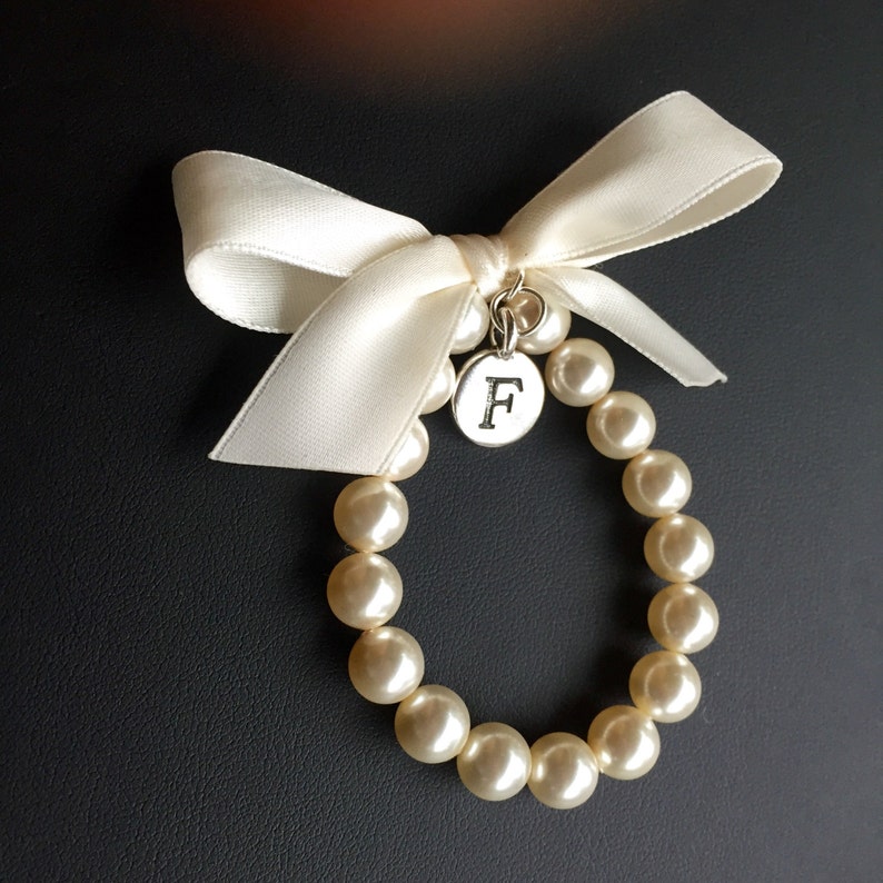 Girls initial charm bracelet Personalized gift Flower Girl Etsy