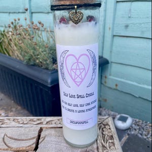 Self Love Jar Ritual Candle | Witchcraft | Wiccan | Pagan | herbs | Crystals | Rose Quartz | Amethyst | Candle | Spells | love