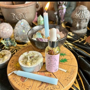 Self-love & Healing Ritual Oil including Spell Candle | Witchcraft | Wiccan | Pagan | Love Spell | Oil | Essential Oils Glass Light Bottle F