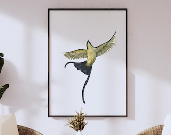 Watercolor Bird Art Print: Dynamic Wildlife Home Decor