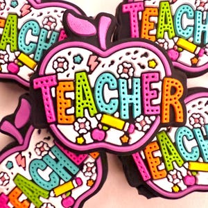 Teacher Focal Bead, Apple Teacher Focals, Silicone Focal Beads, Beads for Pens, Wholesale Beads, DIY Beads, Trendy Focal