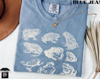 Vintage Frogs Shirt Comfort Colors® Herpetology Cottagecore Nature Toad Collage Unisex T-Shirt Frog Lover Gifts Amphibian Tees for Men Women