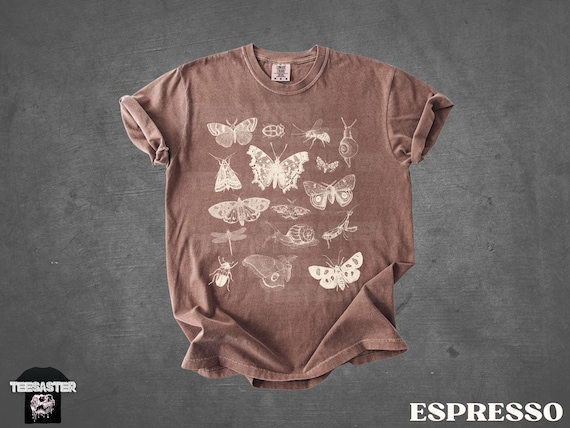 Vintage Moth Shirt Comfort Colors® Minimalist Nature Forestcore Bugs Snails Fairycore Entomology Tee Cottagecore T-Shirts Forest Lover Gifts