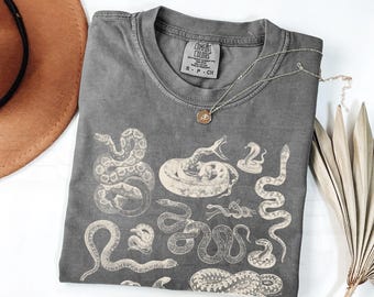 Vintage Snake Shirt Comfort Colors® Snake Lover T-Shirt Serpent Lovers Gifts Birthday Christmas Unisex Cottagecore Reptile Tee for Men Women
