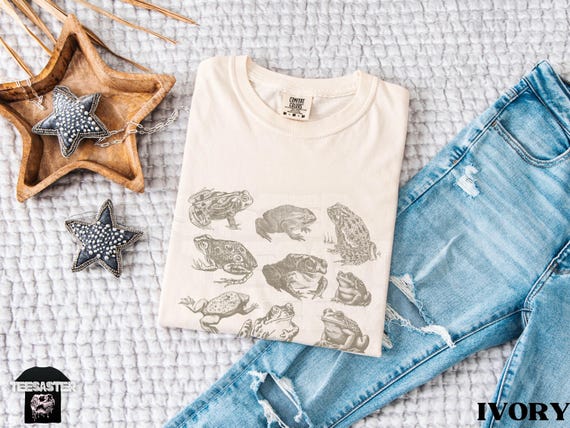 Vintage Frogs Shirt Comfort Colors® Herpetology Cottagecore Nature Toad Collage Unisex T-Shirt Frog Lover Gifts Amphibian Tees for Men Women