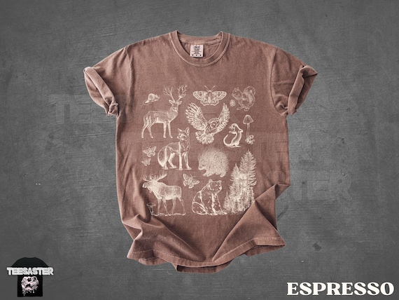 Vintage Woodland Creatures Comfort Colors® Minimalist Fairycore Collage Shirt Fox Deer Owl Cottagecore T-Shirts Forest Nature Lover Gifts