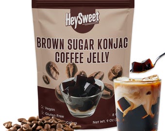 Coffee Jelly | DIY Latte Toppings, Vegan Jel Dessert | Halal, Gluten-Free, Dye-Free | Natural Brown Sugar | 8 Cubes (Make 40+oz)