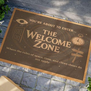 Welcome Zone Doormat, Twilight Zone, Funny Door Mat, Novelty Entry Rug, Home Decor, Gift for New Homeowners,