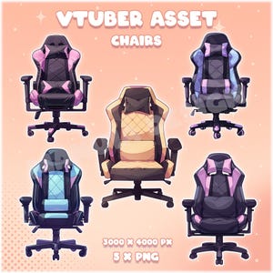 Peut inclure: Cinq styles différents de chaises de jeu avec des cadres noirs et des coussins colorés. Les chaises ont un motif en losange sur le dossier et l'assise. Les chaises mesurent 3000 x 4000 pixels et sont disponibles en fichiers PNG.