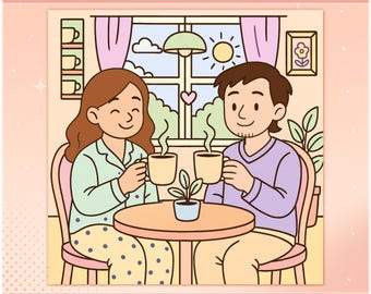 Cozy Couple Coloring Book – 30 Romantic Printable Pages (PDF/PNG), Relaxing Digital Download, Digital Download PDF